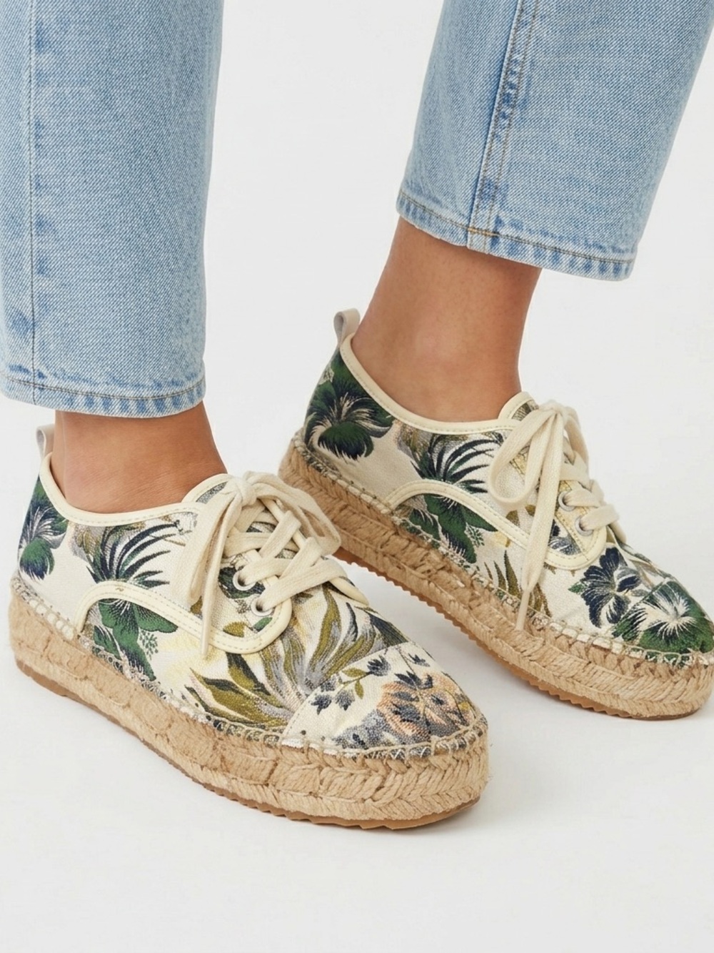 Exotic Floral Tapestry Platform Espadrilles – Luxury Summer Sneakers